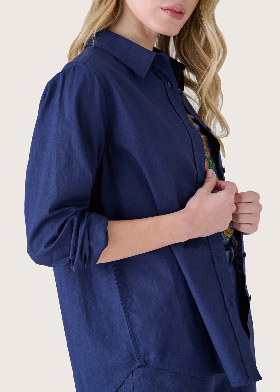 Camicia Calla in lino e cotone BIANCO WHITEBLUE OLTREMARE  Donna , immagine n. 2
