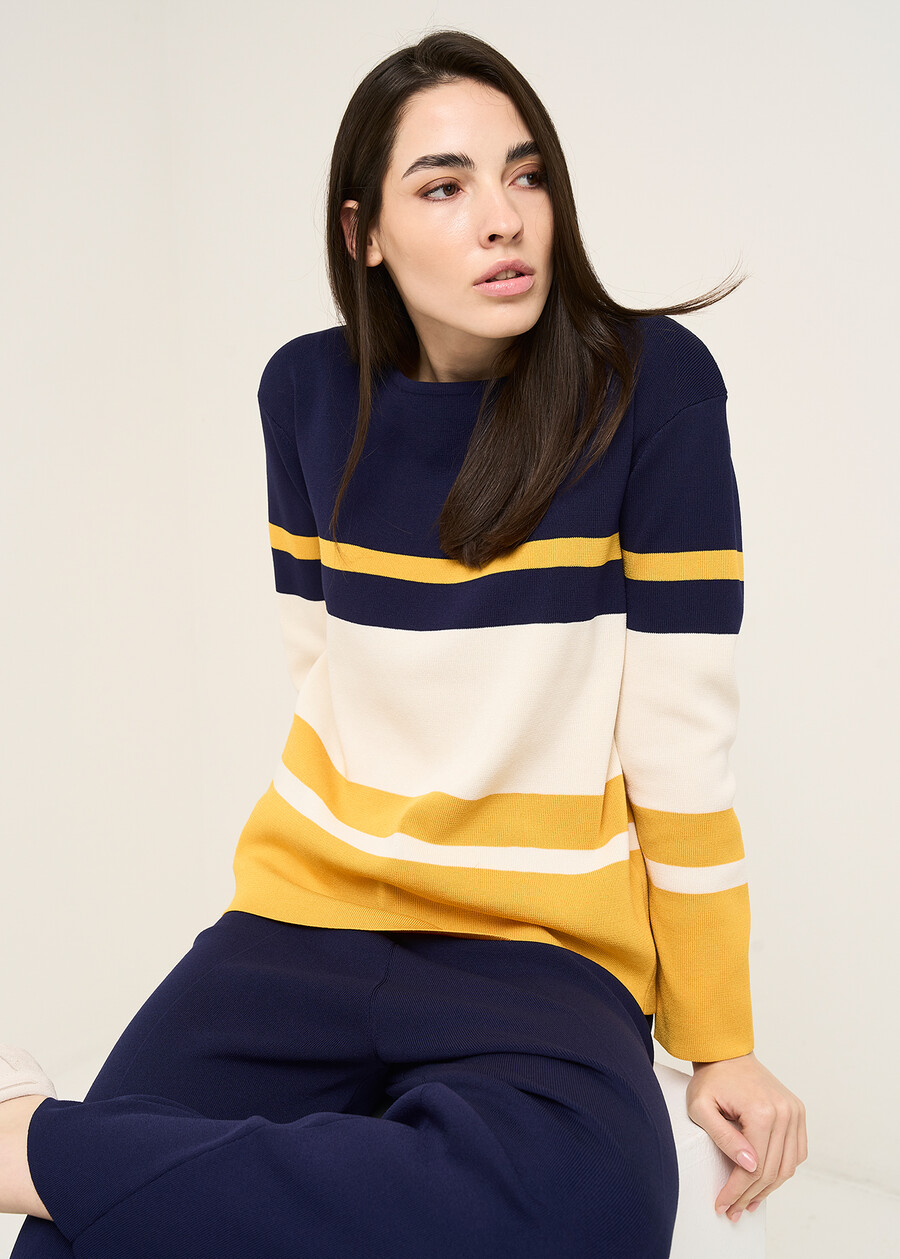 Melanie boat-neck knit sweater BLU Woman , image number 1