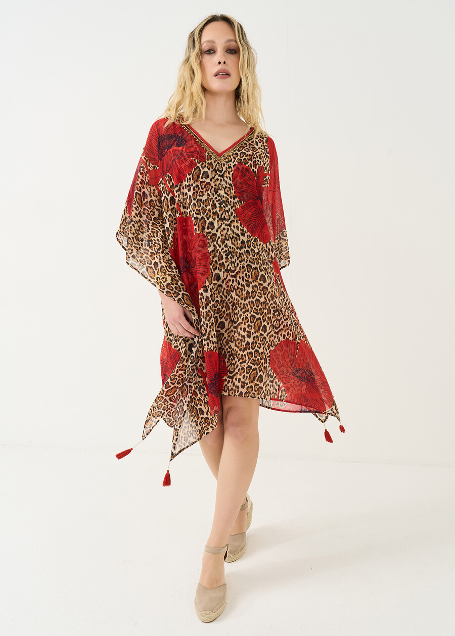 Kaftano Berenice stampa animalier ROSSO Donna , immagine n. 1