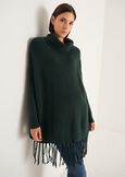 Medea cowl-neck sweater with fringes VERDE FORESTA Woman image number 1