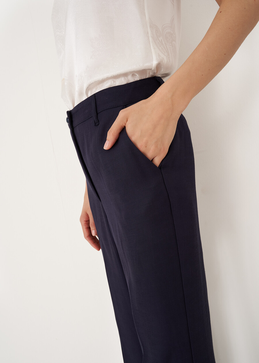 Pantaloni Giorgia-E in lino e viscosa BLUBIANCO WHITE Donna , immagine n. 4
