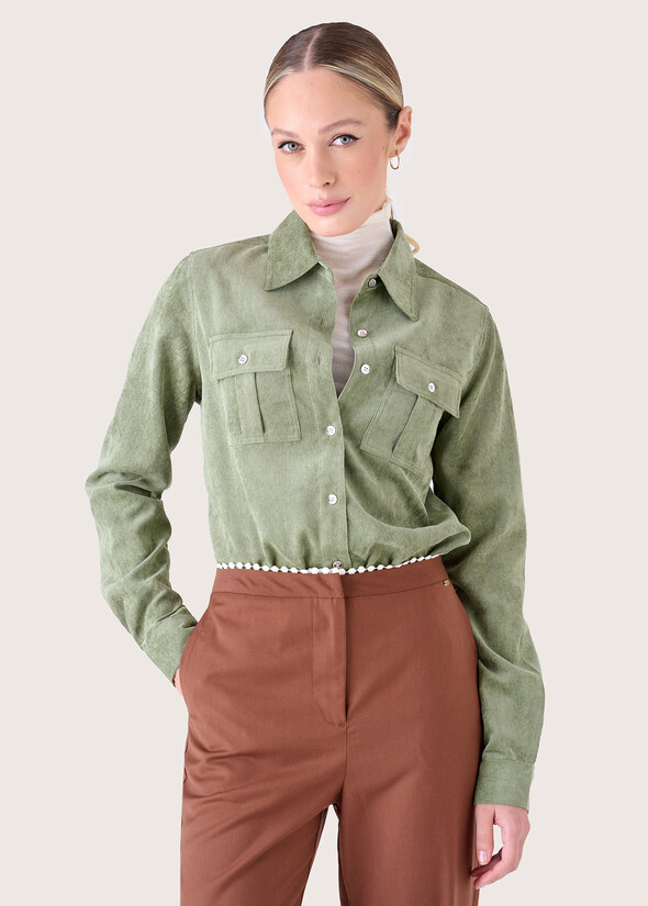 Camicia in velluto Cohen VERDE OLIVAGRIGIO CLOUD Donna null