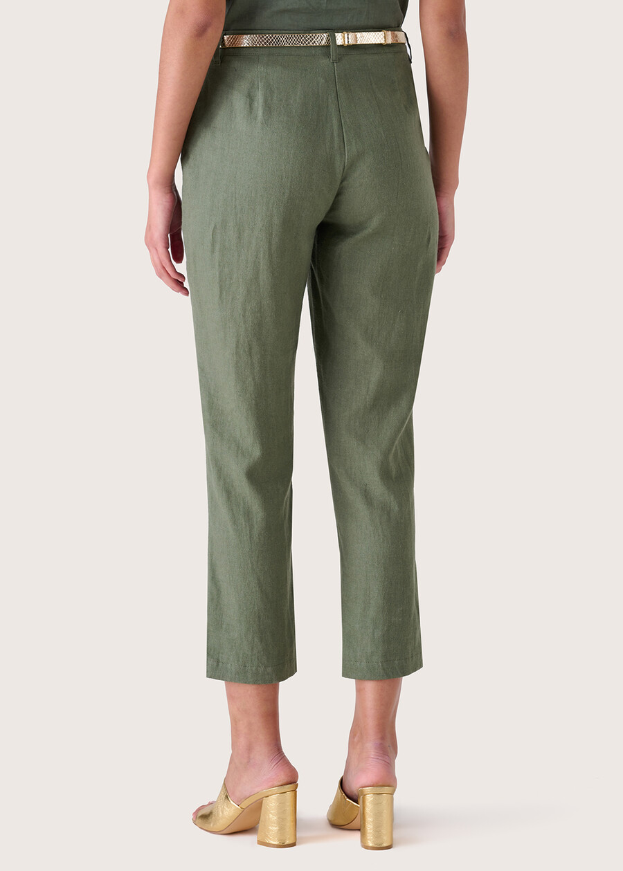 Pantaloni Paris in lino e cotone VERDE TIMOBLU AVION Donna , immagine n. 3