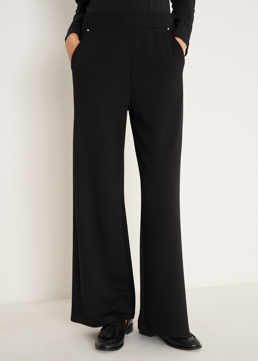 Pantaloni Pablo in maglia con perle NERO BLACK Donna , immagine n. 2