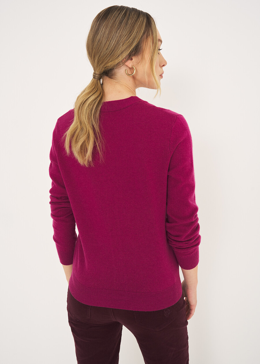 Cardigan Clooney in lana e cashmere ROSSO MAGENTAVERDE PAVONE Donna , immagine n. 3