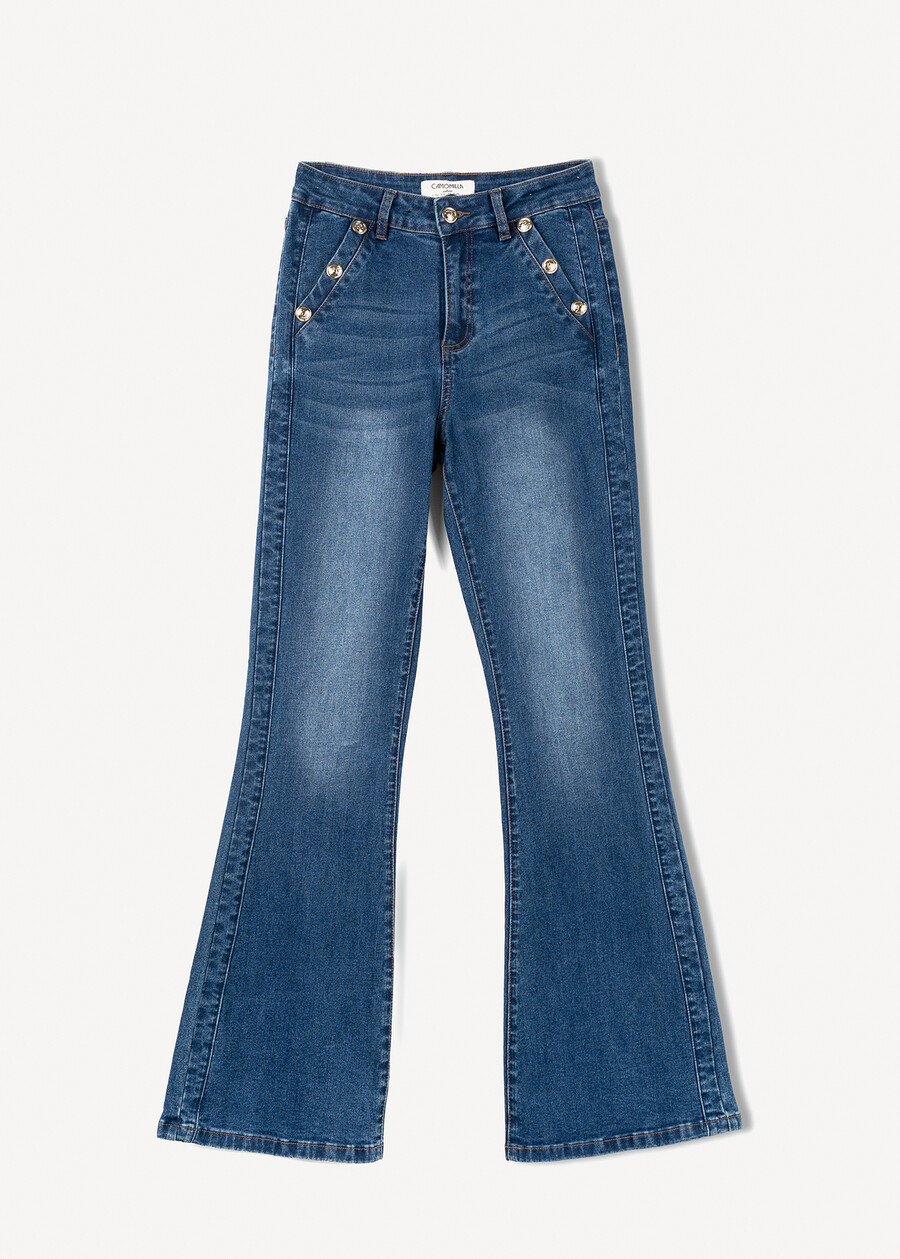Jeans CindyJ-U gamba flare con bottoni oro DENIM MEDIUM DENIM Donna , immagine n. 6