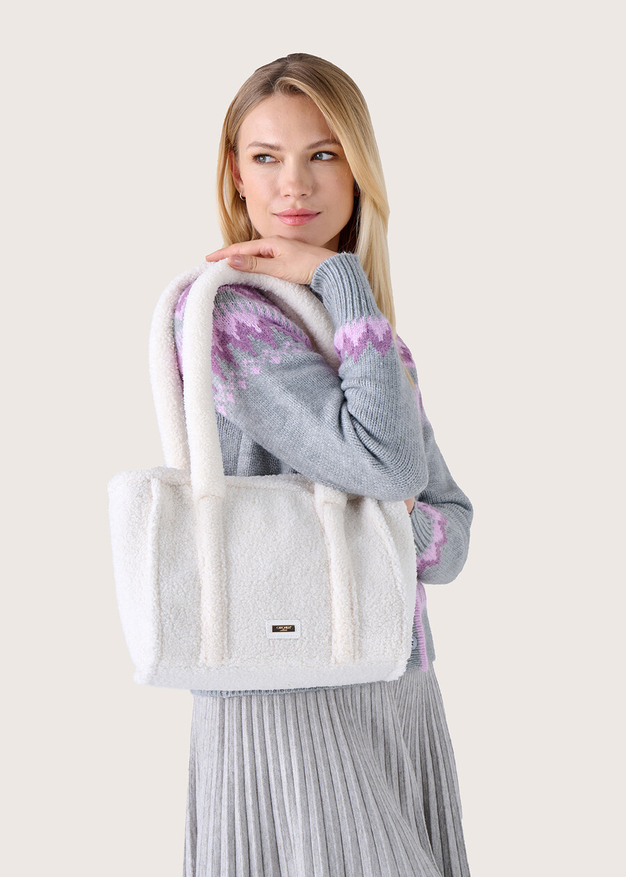 Bianca eco-sheepskin shopping bag BEIGE GESSOBLU FIORDALISO Woman , image number 1