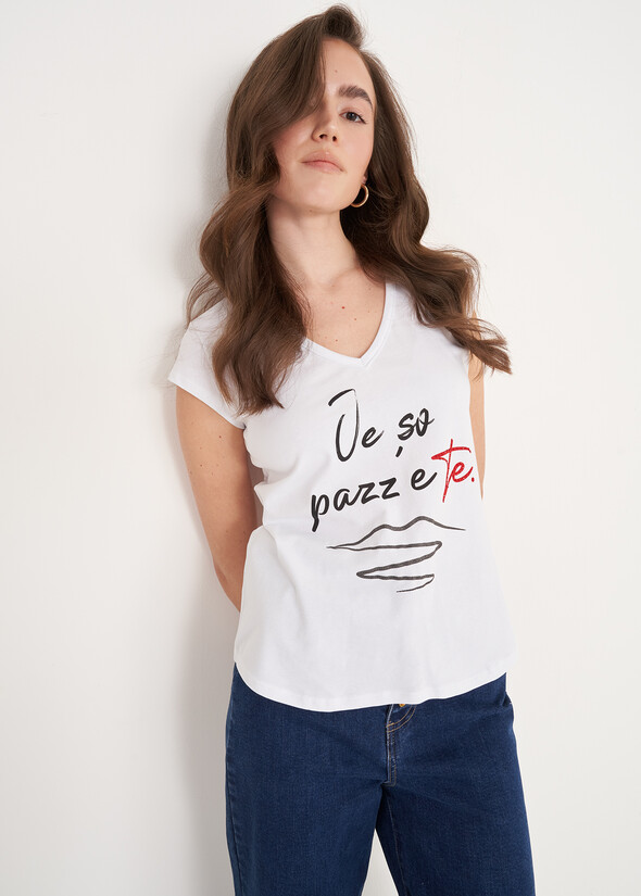 T-shirt Je so’ pazzo in cotone BIANCO WHITE Donna null