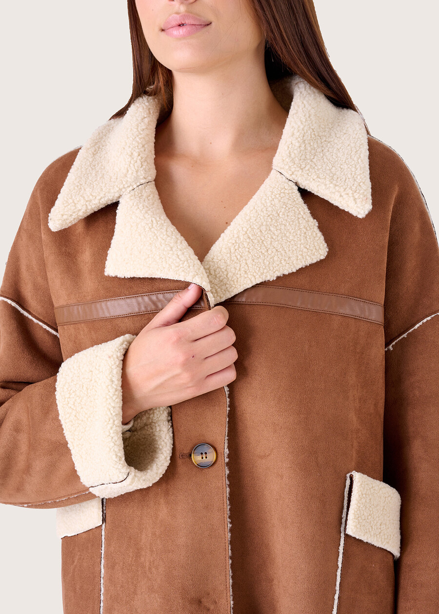 Cappotto Chloe in eco-suede MARRONE TIERRA Donna , immagine n. 3