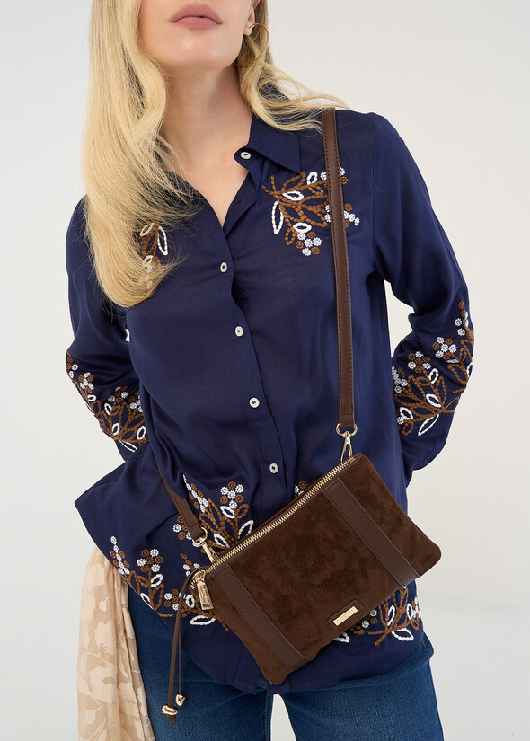 Borsa tracolla Tonga eco camoscio MARRONE Donna null