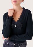 Moari jersey with lace inserts NERO BLACK Woman image number 2