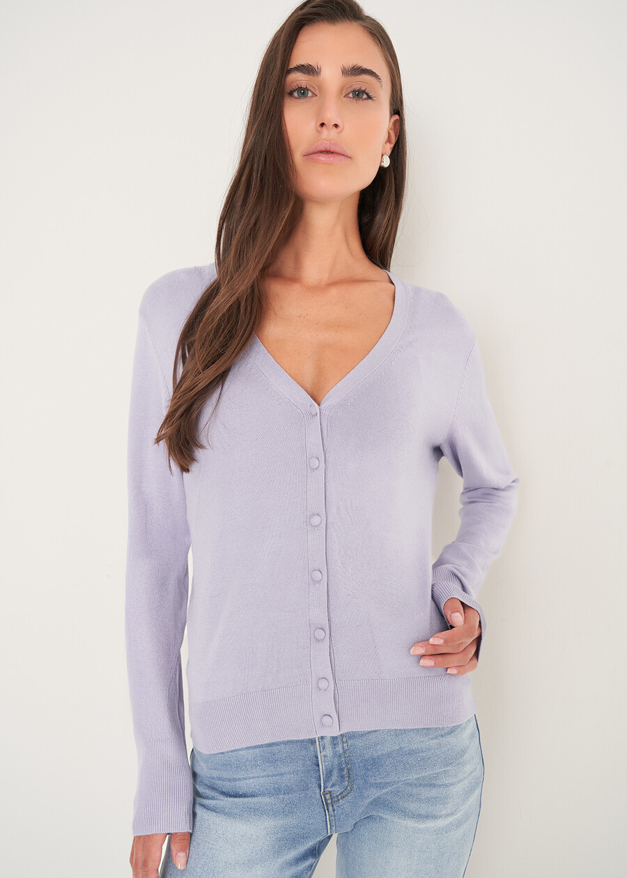 Cardigan Carl con scollo a V CELESTE POLVEREVIOLA LAVANDA Donna , immagine n. 1