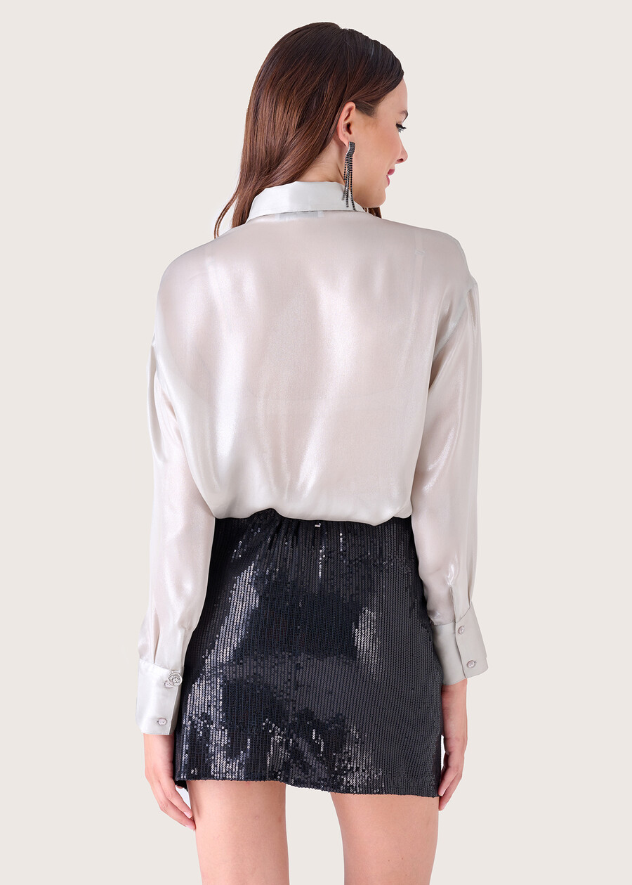 Camicia Cher in tessuto shimmer GRIGIO CLOUD Donna , immagine n. 3