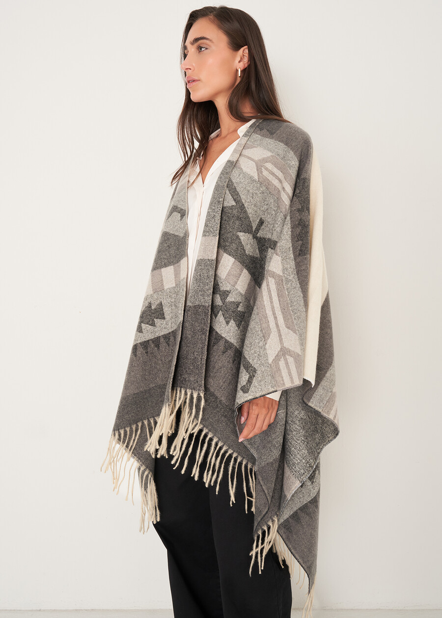 Mantella Maria con stampa azteca BEIGE LATTE Donna , immagine n. 3