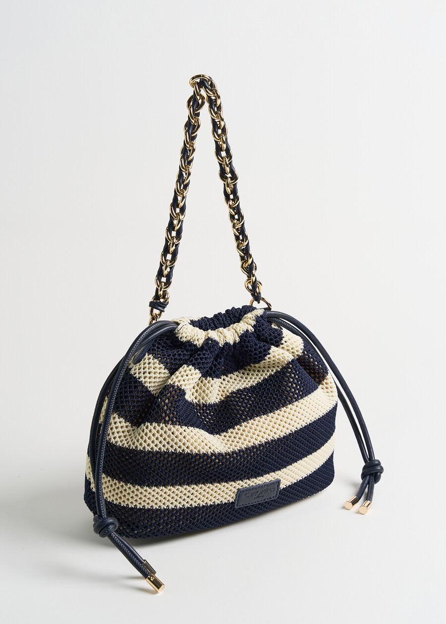 Blexy striped mesh bucket bag BLU BLUE Woman , image number 2