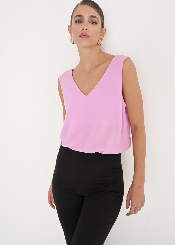 Top Tony con scollo a V VIOLA ORCHIDEA Donna null