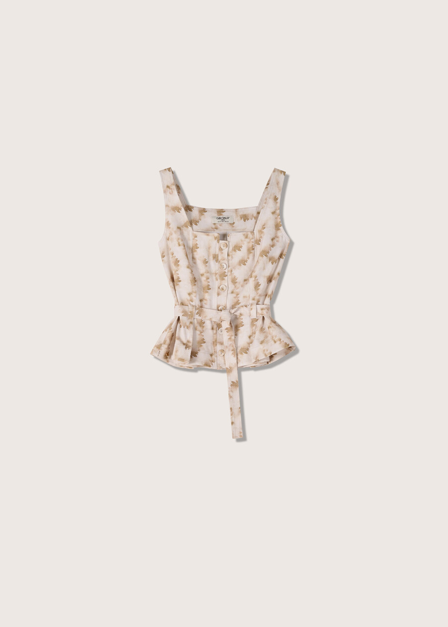 Ted squared neckline top BEIGE SAFARI Woman , image number 4
