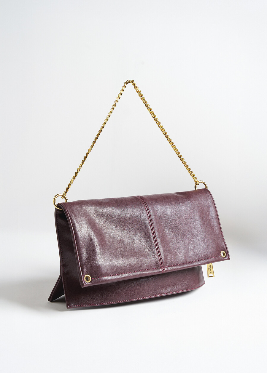 Blondie fold-over faux leather clutch NERO BLACKROSSO CHIANTI Woman , image number 1