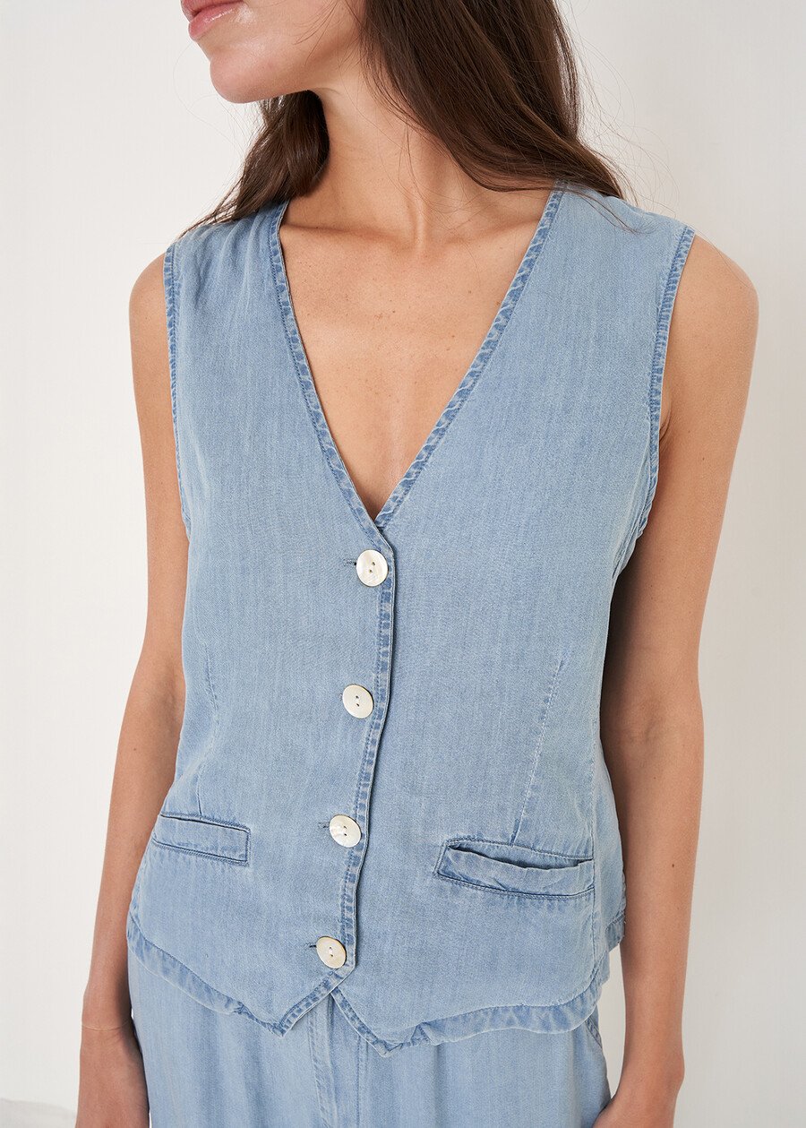 Gilet Genge in cotone e lino

 DENIM MEDIUM DENIM Donna , immagine n. 2