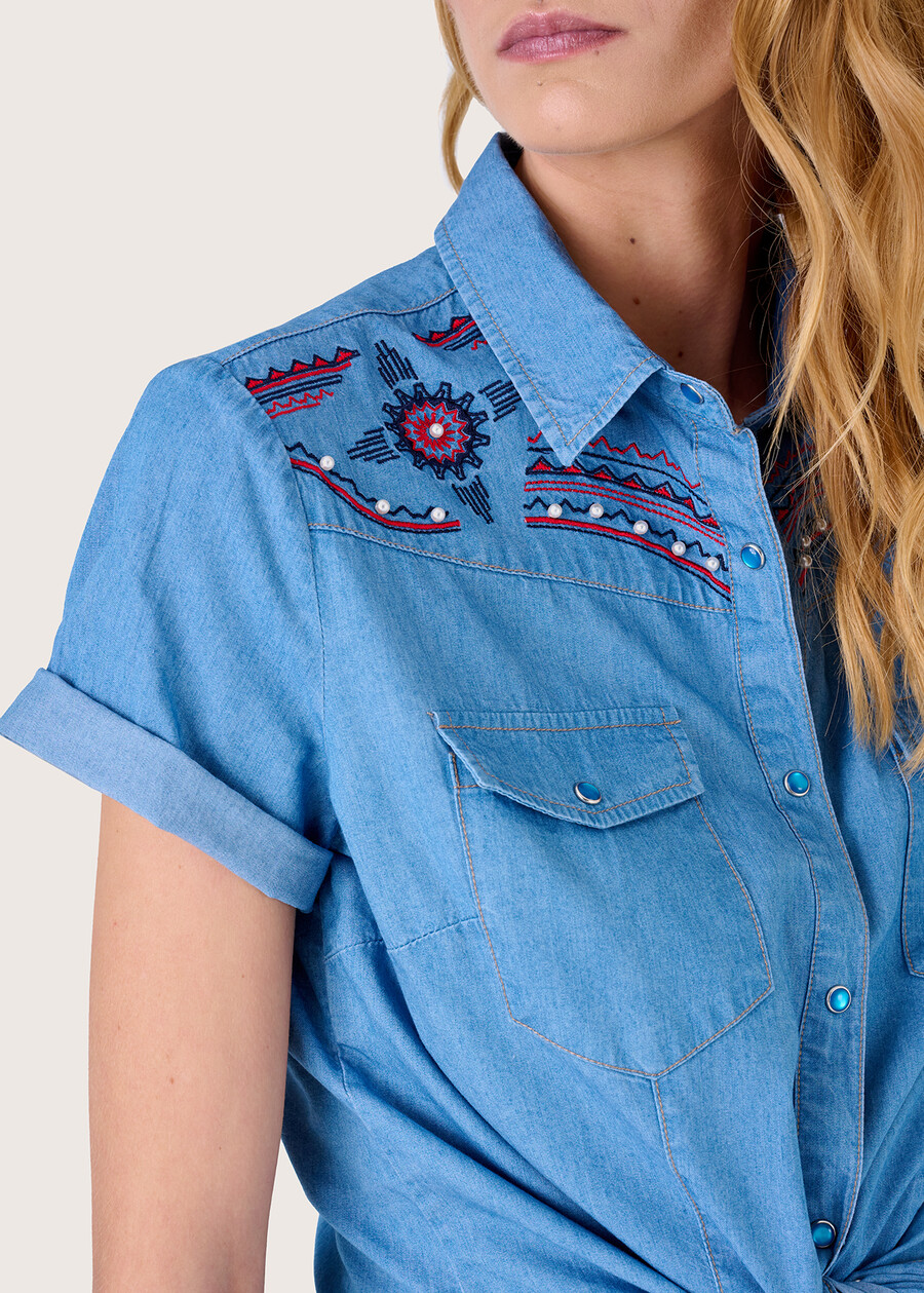 Corynn denim shirt with embroidery DENIM Woman , image number 2