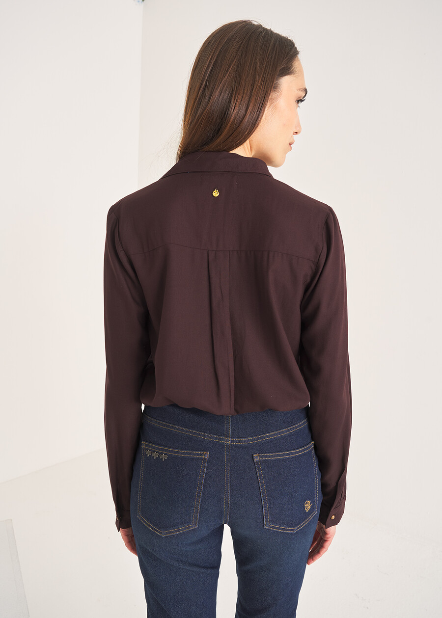 Camicia Cannes tinta unita MARRONE CAFFE Donna , immagine n. 3