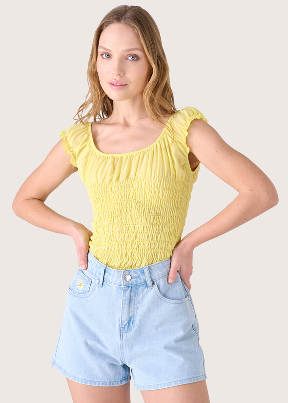 T-shirt Stelly in georgette GIALLO VANILLAVIOLA GRAPE Donna null