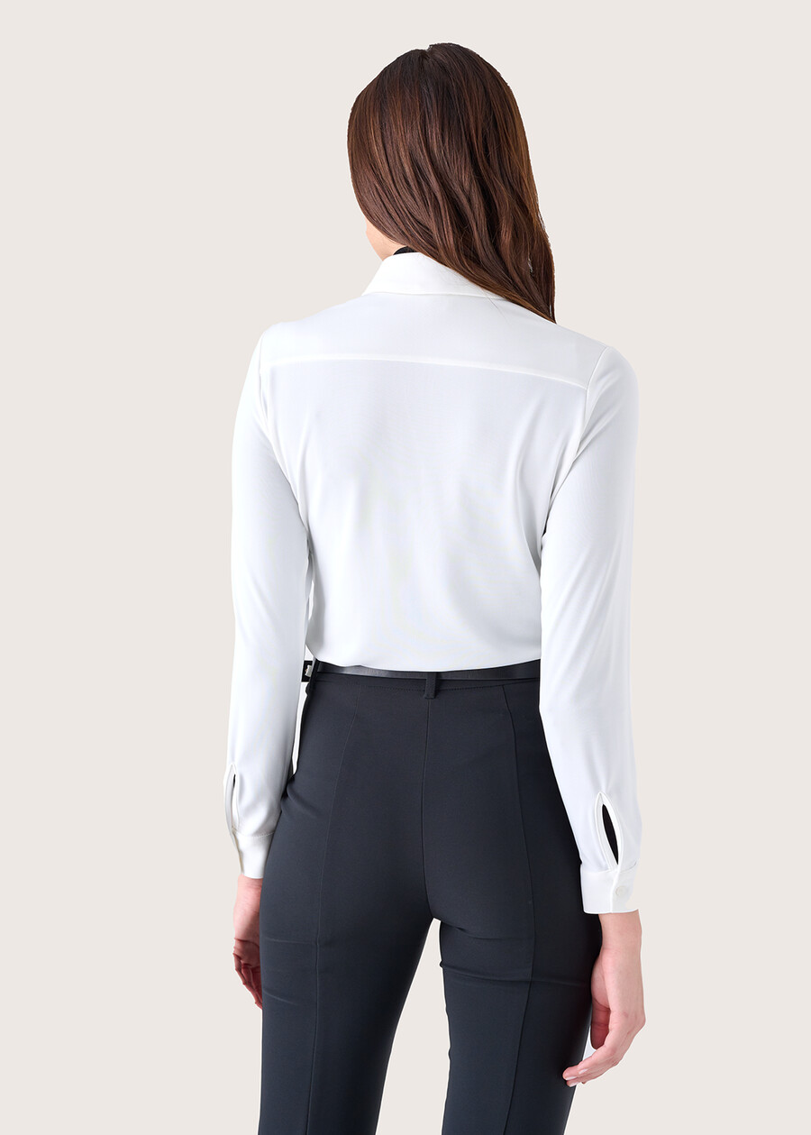 Camicia Alessia in jersey NERO BLACKVIOLA UVABIANCO WHITEMARRONE BRUCIATO Donna , immagine n. 4