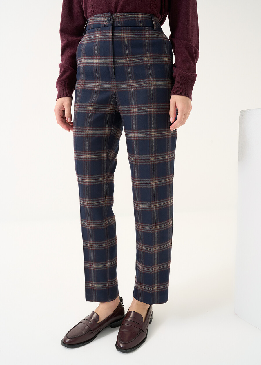 Alice check print slim-fit trousers BLU BLUE Woman , image number 2