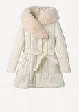 Presley padded coat with belt and faux fur collar BEIGE LATTE Woman image number 5