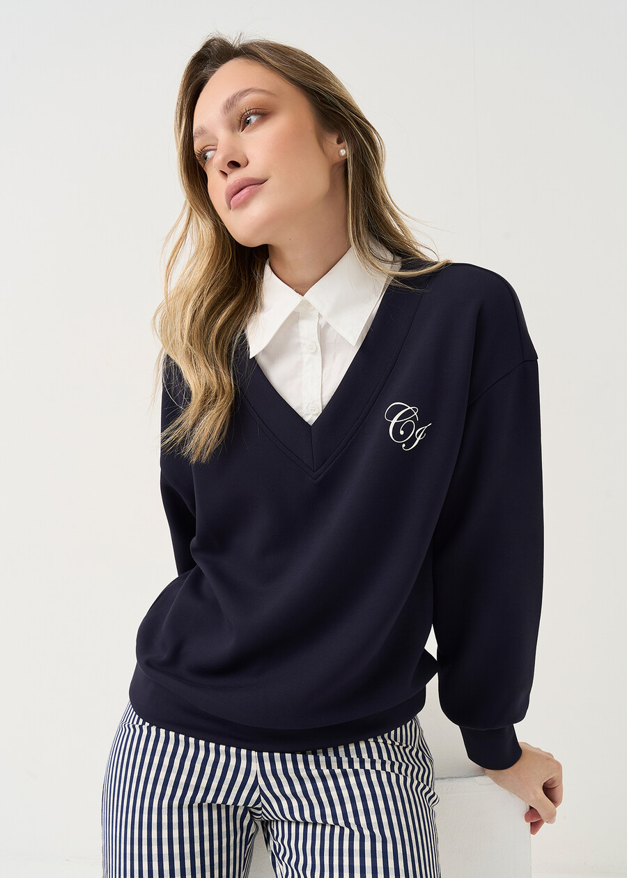 Felpa Fabiola effetto doppiocapo BLU Donna , immagine n. 1