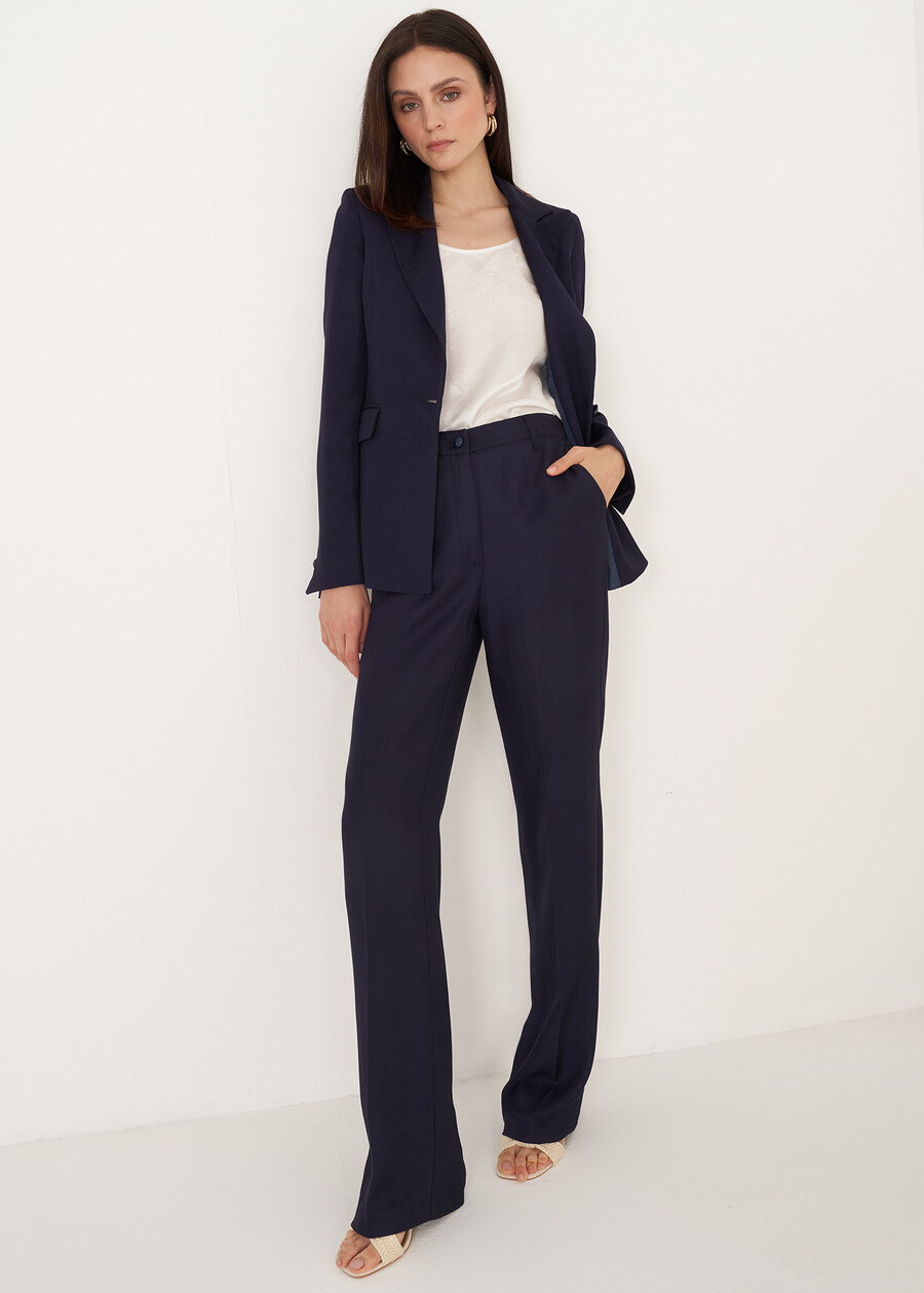 Pantaloni Giorgia-E in lino e viscosa BLUBIANCO WHITE Donna , immagine n. 1