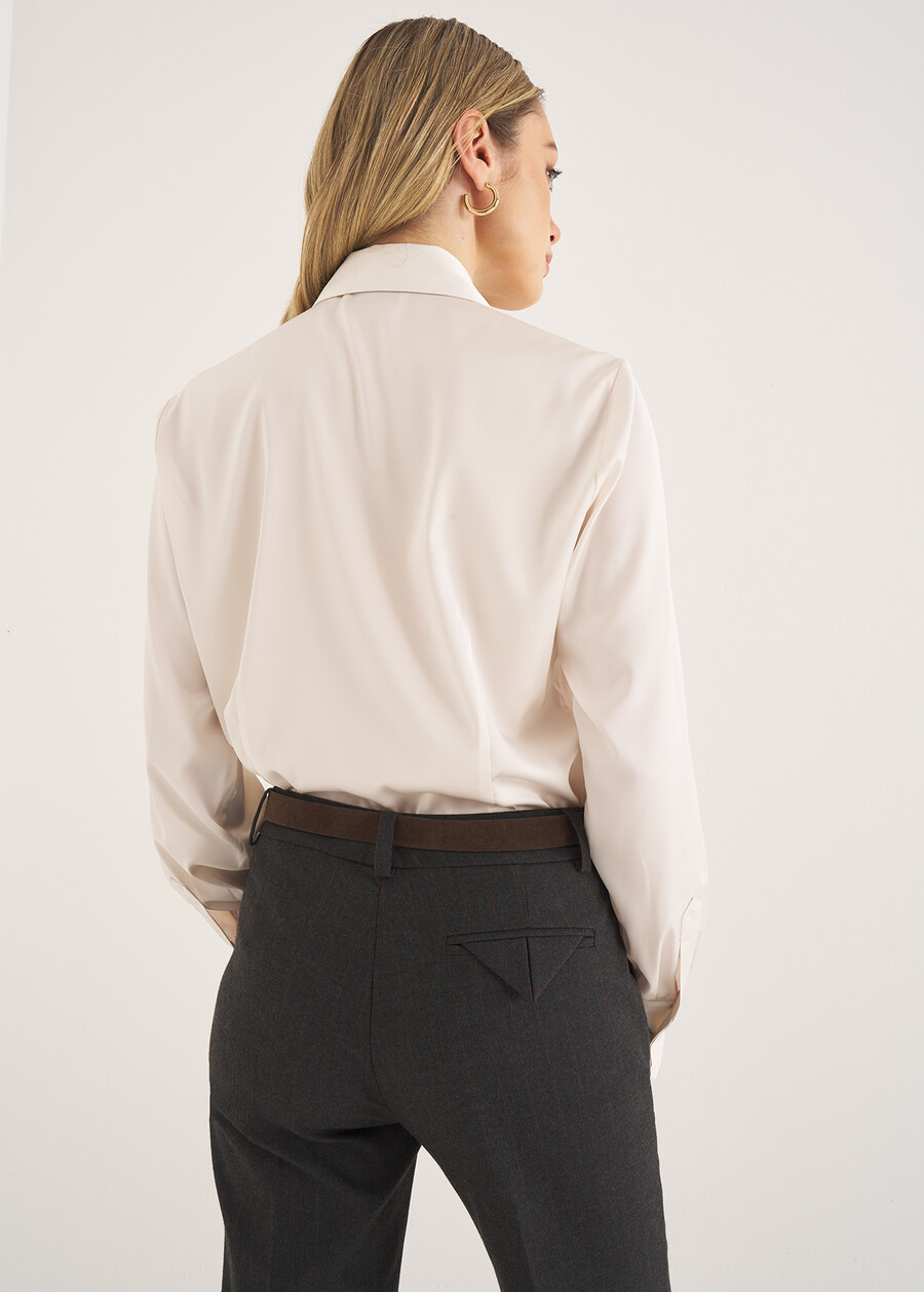 Camicia Alessia-B in satin BEIGE MOUSSEBEIGE LATTEVERDE Donna , immagine n. 3