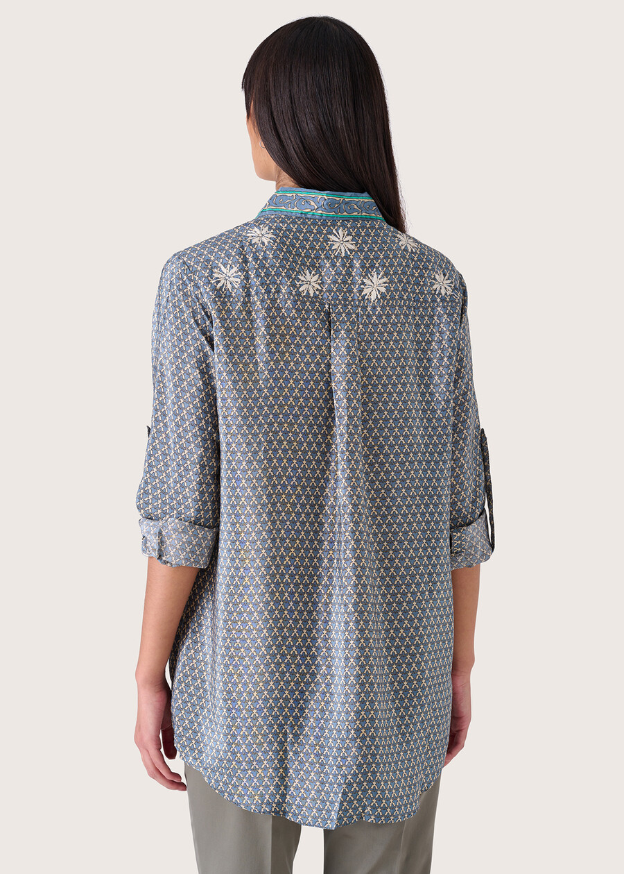 Cristal satin shirt BLUE POLVERE Woman , image number 3