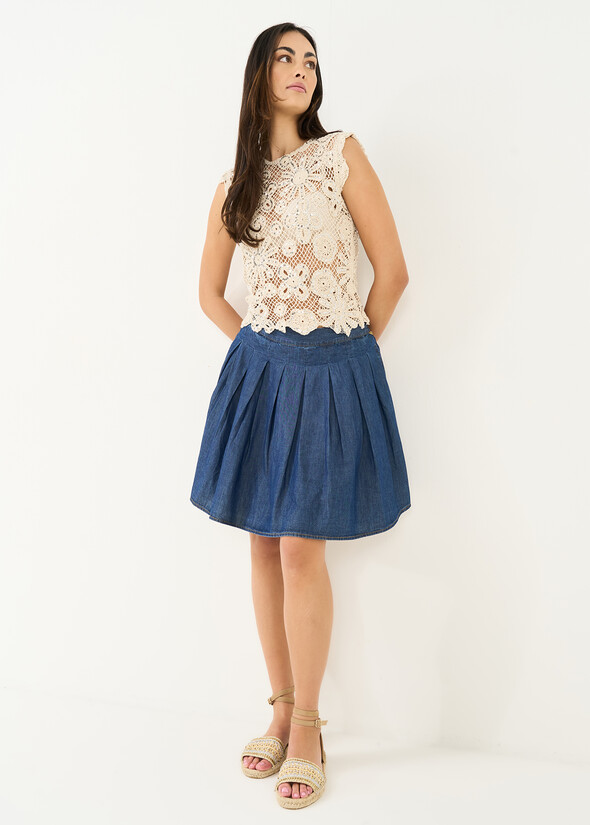 Gonna corta Galy in chambray DENIM Donna null