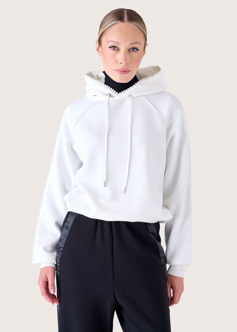 Felpa oversize Flash con pelrle BIANCO WHITE Donna , immagine n. 2