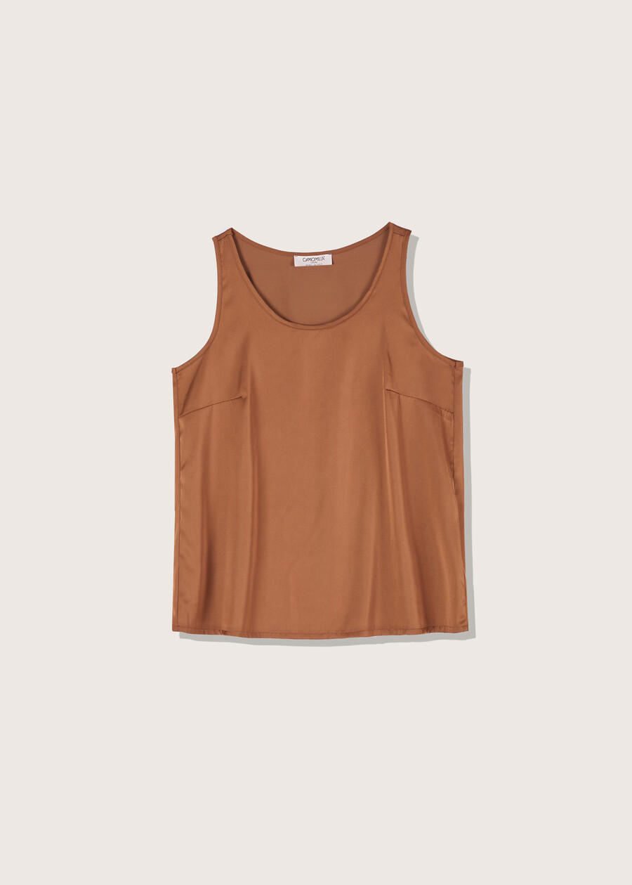 Top Tiziano in satin MARRONE CACAOBIANCOBLUE OLTREMARE FUXI GLOSS Donna , immagine n. 4