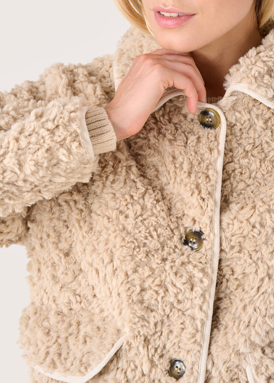 Gavin astrakan effect jacket BEIGE LANA Woman , image number 2
