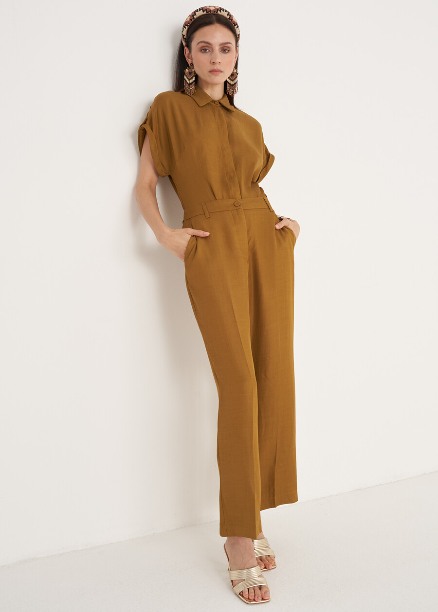 Pantaloni Paolo In Misto Lino VERDE OLIO Donna , immagine n. 3