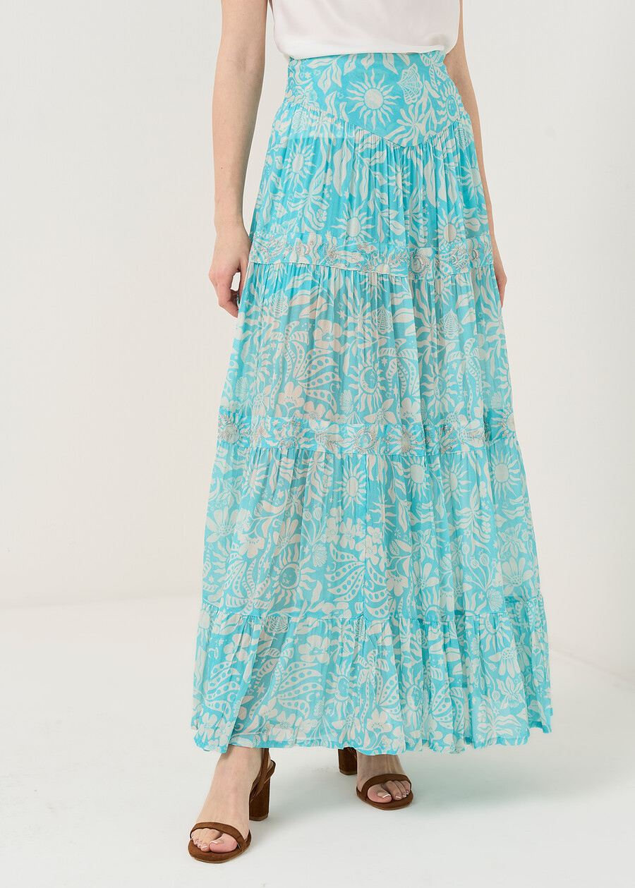 Garcia tiered long skirt AZZURO AZZURRO Woman , image number 2