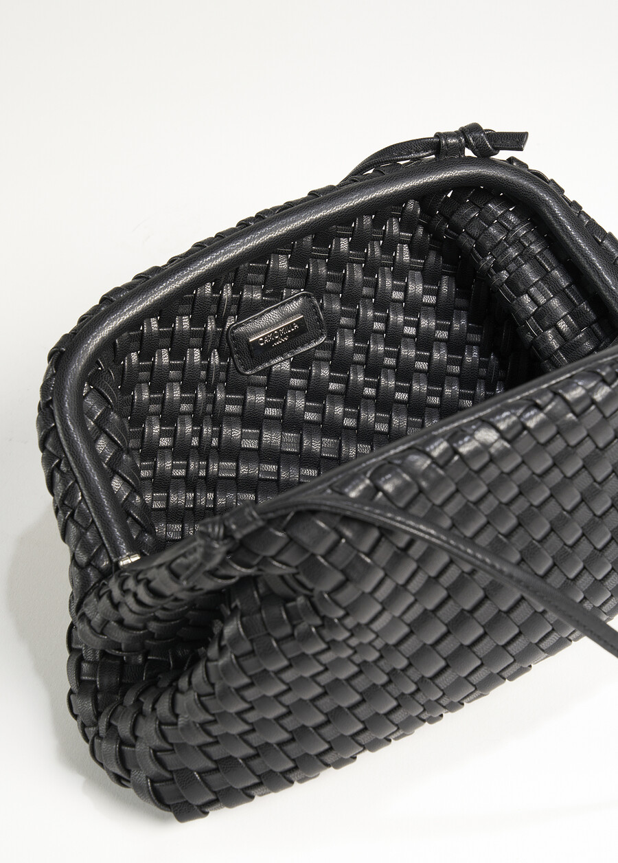 Bassina woven eco-leather clutch bag BIANCO BURRONERO BLACK Woman , image number 4