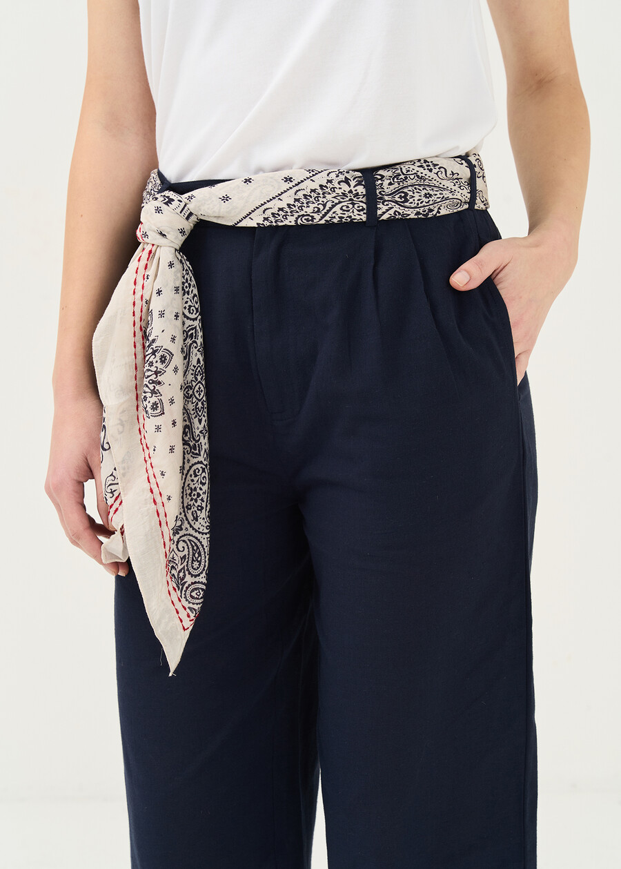 Pinocchietto Percey cotone e lino BLU Donna , immagine n. 4