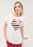 T-shirt Shirley con cuore di paillettes BIANCO WHITE Donna immagine n. 1