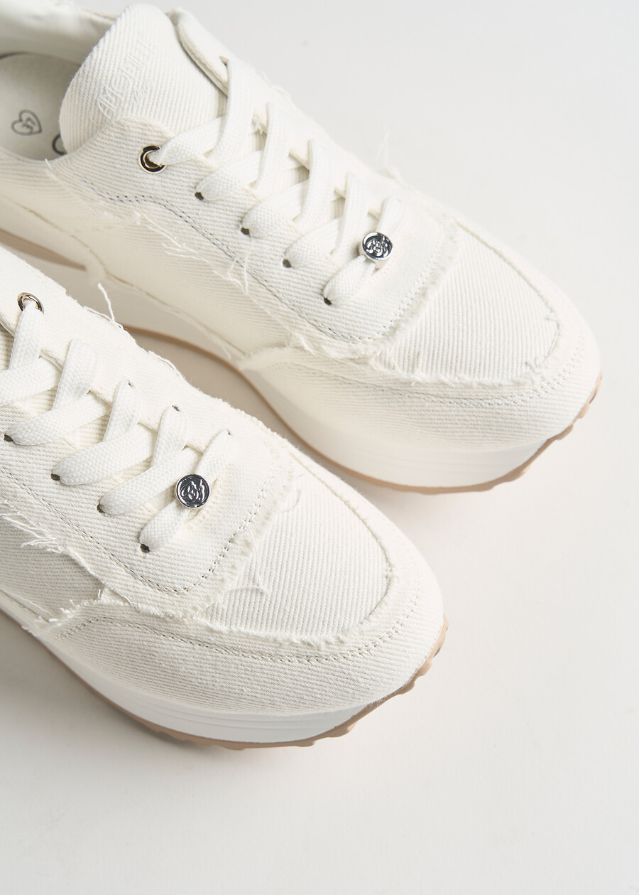Sneaker Sherly in denim sfrangiato con para alta BIANCO WHITE Donna , immagine n. 2