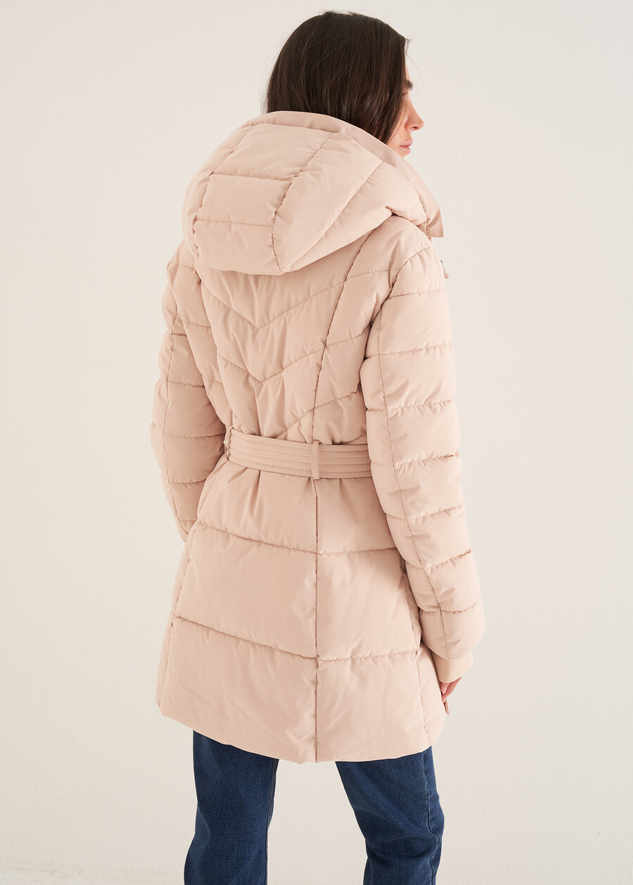 Prince padded coat with belt NERO BLACKBEIGE ECRU Woman , image number 5