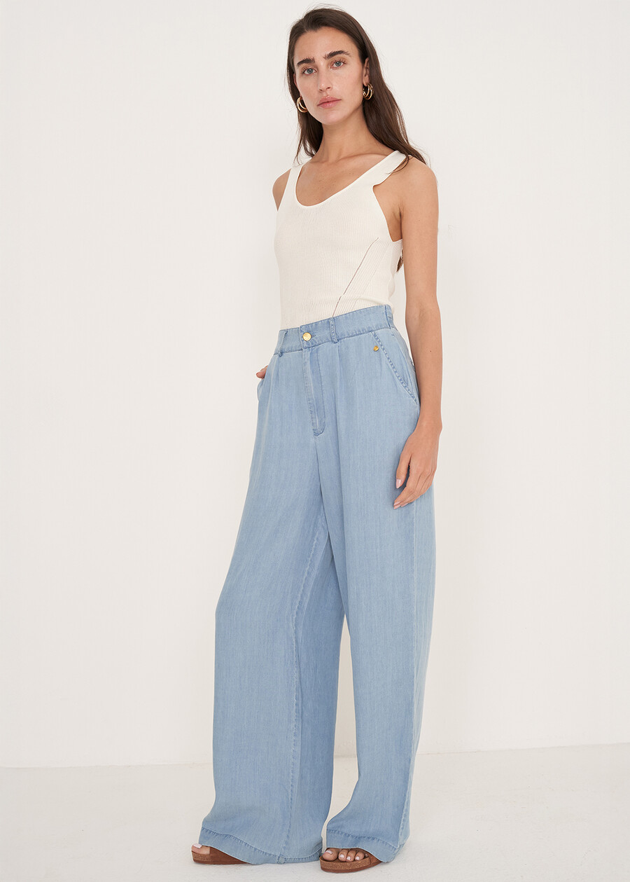 Pantaloni Pizzo chambray DENIM MEDIUM DENIM Donna , immagine n. 2