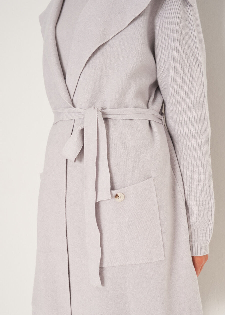 Cardigan Clotilde con collo a scialle MARRONE CAFFEGRIGIO PERLA Donna , immagine n. 4