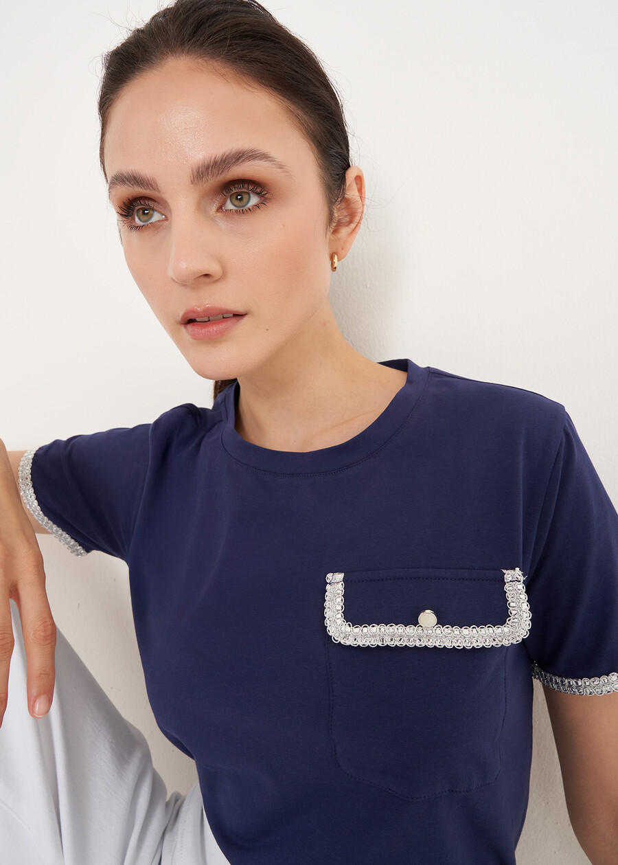 T-shirt Senca con passamaneria BLU Donna , immagine n. 2