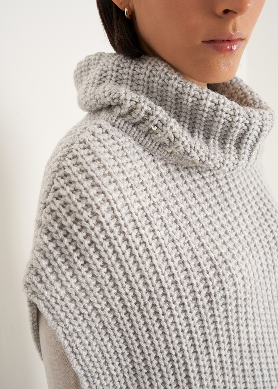Maglia smanicata Morgana con paillettes GRIGIO PERLA Donna , immagine n. 2