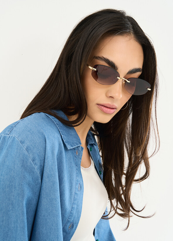 Light Gold metal rimless glasses GOLD Woman null