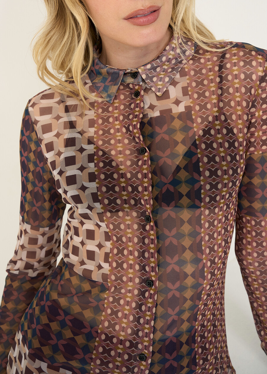 Camicia Calyd in mesh stampata GRIGIO TORTORA Donna , immagine n. 2